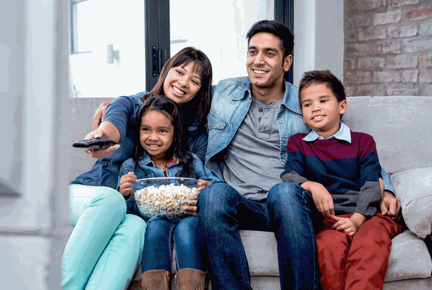 Family watching TV